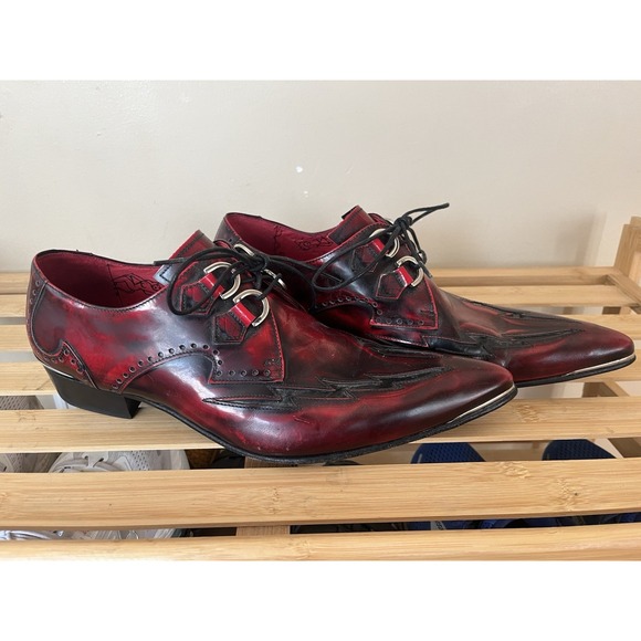 Jeffery West Other - Jeffery West Muse Patent Leather Winklepicker Shoes Pointed Derby Cuban Heel Sz
